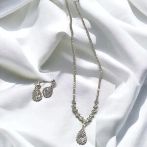 Elegant Rhinestone Trendy Silver Plated Necklace & Earrings